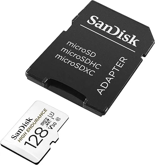 SanDisk 128GB High Endurance Video MicroSDXC Card with Adapter for Dash Cam and Home Monitoring systems - C10, U3, V30, 4K UHD, Micro SD Card - SDSQQNR-128G-GN6IA