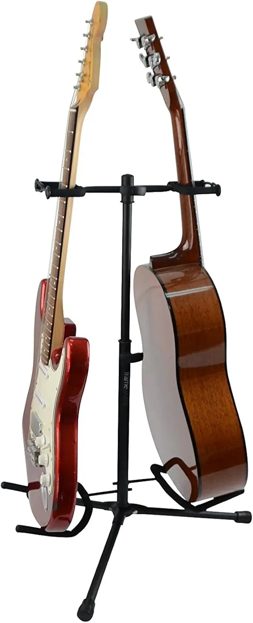 Gator Frameworks Adjustable Double Stand Holds Two Electric or Acoustic Guitars (GFW-GTR-2000)