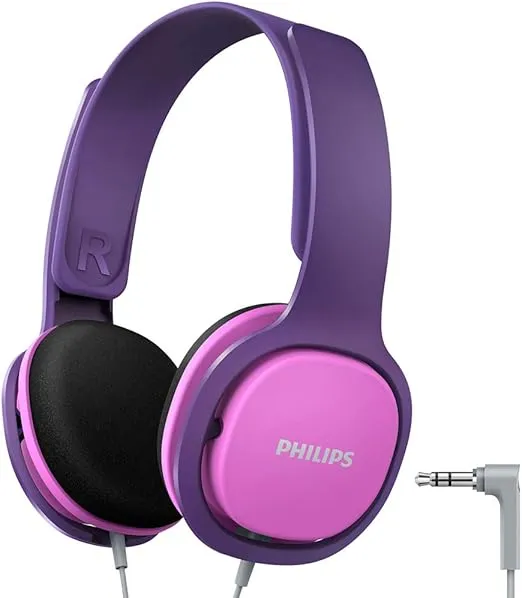 PHILIPS Coolplay Kids On-Ear Headphones - 85dB Volume Limiter - Safer Hearing (SHK2000PK), Purple