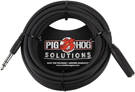 Pig Hog PHX14-25 1/4" TRSF to 1/4" TRSM Headphone Extension Cable, 25 Feet