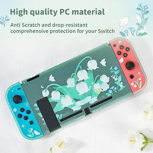 GeekShare Protective Case Compatible with Nintendo Switch, Kawaii Switch Slim Cover Case Hard PC Protective Shell for Standard Switch - Lily of The Valley