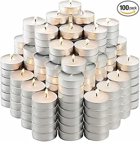 Unscented Tea Light Candles in Bulk, Good for Weddings and All Occasions - 100 Ct