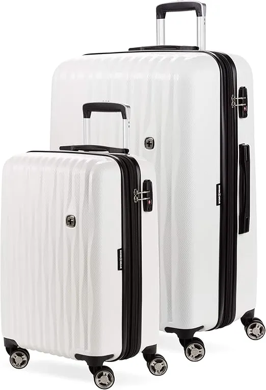 SwissGear 7272 Energie Expandable Hardside Luggage with Spinner Wheels and TSA Lock, White, 2-Piece Set (19/27)