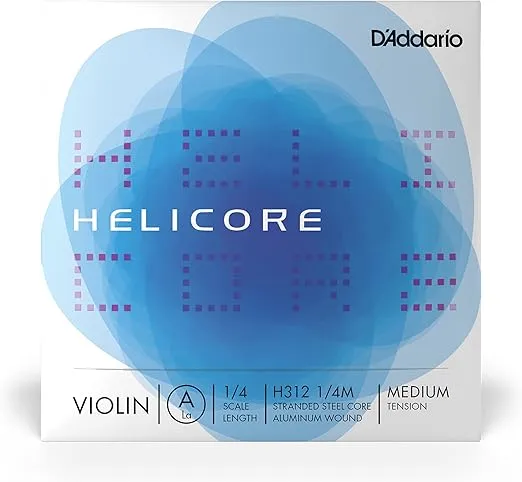 D'Addario Helicore Violin String Set, 1/4 Scale, Medium Tension