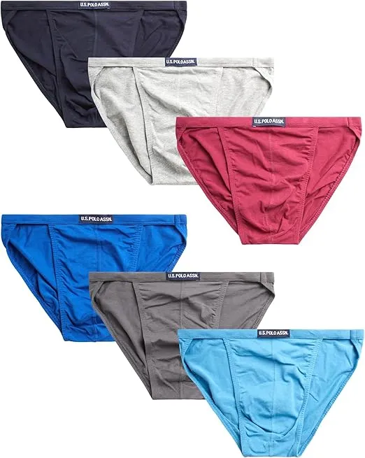 U.S. Polo Assn. Men's Underwear - 6 Pack Low Rise String Bikini Briefs (S-3XL)