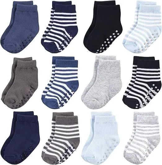 Touched by Nature Baby Girls' Organic Cotton Socks with Non-Skid Gripper for Fall Resistance