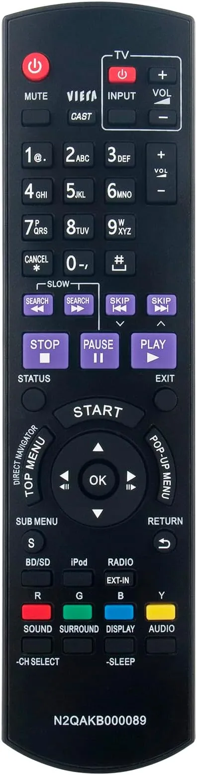 New N2QAKB000089 Replace Remote fit for Panasonic Blu-ray Home Theater System SC-BT750 SC-BT730 SC-BT330 SC-BT230 SC-BT235 SC-BT735 SA-BT730 SA-BT330 SA-BT230 SA-BT235 SC-BTT350 SC-BTT750 SA-BTT750