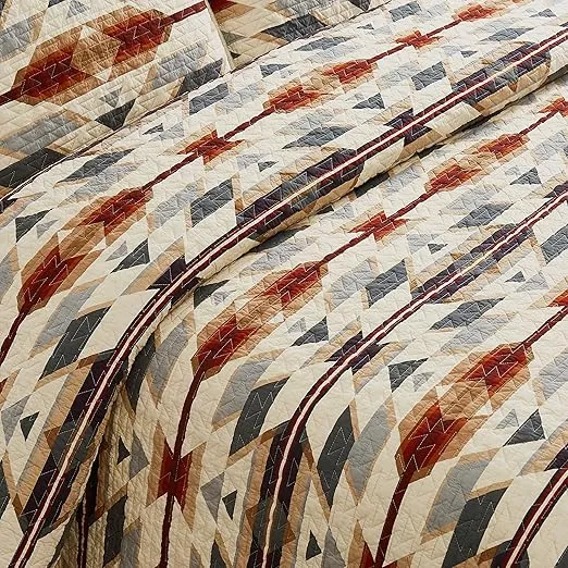 PENDLETON 31721 Prairie Springs Full/Queen Coverlet Set Soft Cotton Bed Cover Rustic Home Decor Bedspread Luxury Coverlet Set Cozy Lightweight Quilt and Pillow Shams Set, Full/Queen, Tan