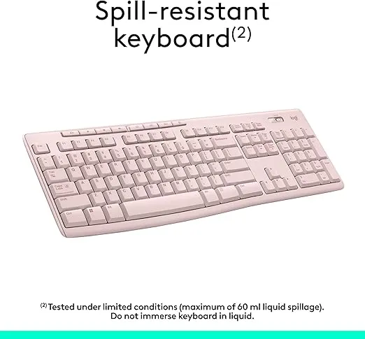 Logitech K270 Wireless Keyboard for Windows, 2.4 GHz Wireless, Full-Size, Number Pad, 8 Multimedia Keys, 2-Year Battery Life, Compatible with PC, Laptop - Rose