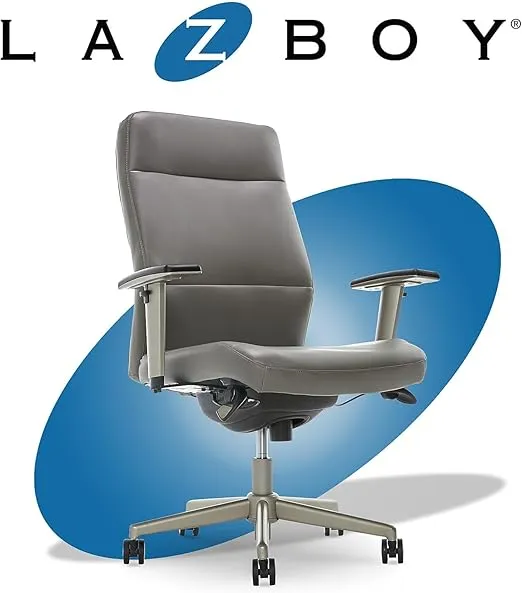 La-Z-Boy Baylor Ergonomic Faux Leather Swivel Executive Chair, Gray (CHR10085C)