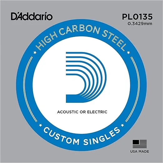 D'Addario PL0135 Plain Steel Guitar Single String, 0135