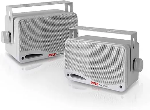 Pyle Outdoor Waterproof Wireless Bluetooth Speaker - 3.5 Inch Pair 3-way Active Passive Weatherproof Wall, Ceiling Mount Dual Speakers System w/ Heavy Duty Grill, Patio, Indoor Use -PDWR42WBT (White)