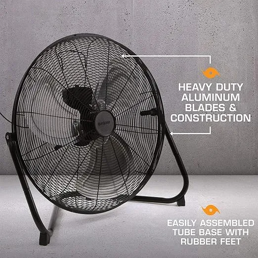 Hurricane Pro 20" High Velocity Metal Box Fan – Powerful 5300 CFM Airflow, Adjustable Tilt, Heavy-Duty Construction for Home, Gym, Garage, Workshop