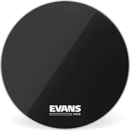 Evans MX2 Black Marching Bass Drum Head, 22 Inch