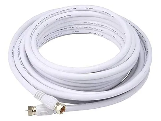 Monoprice 104060 RG6 Quad Shield CL2 Coaxial Cable with F Type Connector,25ft,White