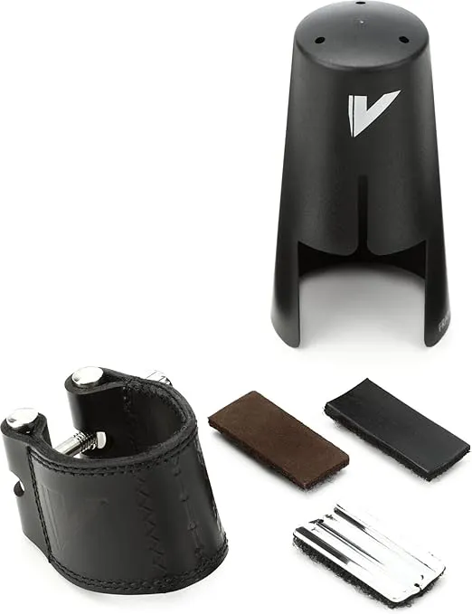 Vandoren LC21P Leather Ligature and Plastic Cap for Bb Clarinet with 3 Interchangeable Pressure Plates