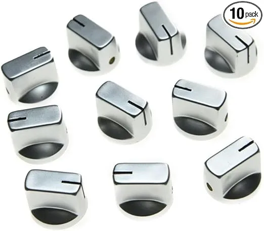 KAISH 10pcs Guitar AMP Effect Pedal Knobs Pointer Knob with Set Screw Silver