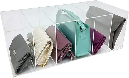 OnDisplay Deluxe Large Clear Acrylic 6 Slot Purse/Handbag Organizer