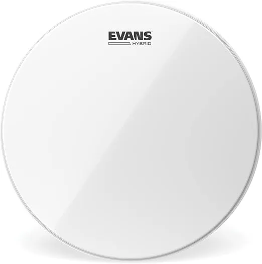 Evans Hybrid Drumhead - Hybrid Marching Snare Drum Head - For Sensitivity, Dynamic Range - Enhances Projection, Durability - White, 14 Inch