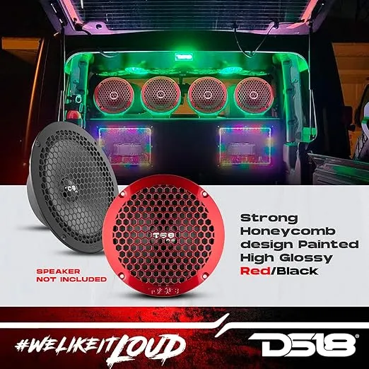 DS18 PRO-GRILL8MS PRO 8" Slim Metal Shallow Speaker Grill - 8" Universal Shallow Speaker Grill - Cover Steel Metal Mesh - Red - Single