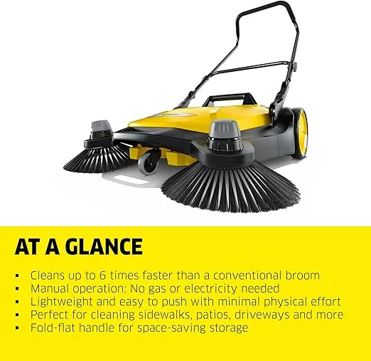 Kärcher - S 6 Twin Walk-Behind Outdoor Hand Push Floor Sweeper - 10 Gallon Capacity - 33.9" Sweeping Width - Sweeps up to 32,300 Square Feet/Hour