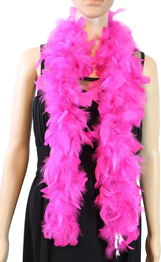 Feather Boa 25 Gram, 4 Feet Long Chandelle Feather Boa, Great for Party, Wedding, Halloween Costume, Christmas Tree, Decoration (Hot Pink Color)