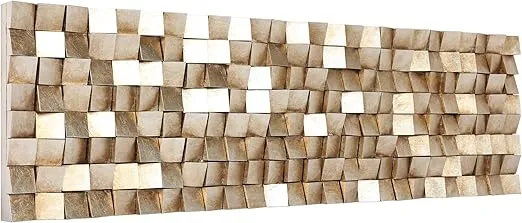 Empire Art Direct Textured II Rugged Blocks with Gold Leaf, 3D Wood Wall Art, Ready to Hang, 72" x 22", Living Room,Bedroom