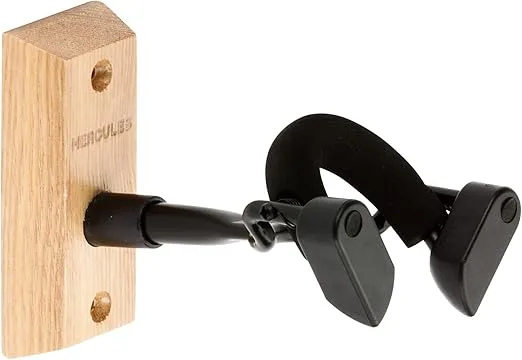 Hercules DSP57WB Auto Grip Violin Hanger for Wall Mount with Wood Base, Black