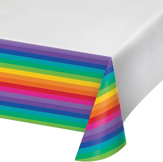 Creative Converting 725972 Rainbow Theme Plastic Tablecloth