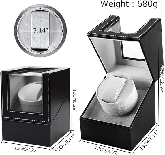 Automatic Single Watch Winder,Watch Winder for Automatic Watches with Quiet Japanese Motor, in Wood Shell and Black Leather