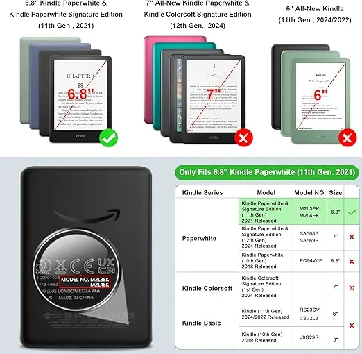 Fintie Slimshell Case for 6.8" Kindle Paperwhite (11th Generation-2021) and Kindle Paperwhite Signature Edition - Premium Lightweight PU Leather Cover with Auto Sleep/Wake, Jungle Night