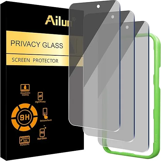 Ailun 3 Pack Privacy Screen Protector for iPhone 16 Pro [6.3 inch], Anti Spy Private Tempered Glass Anti-Scratch Case Friendly