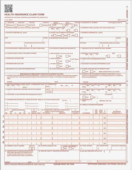 TOPS CMS-1500 Health Insurance Claim Forms for Laser Printer, 8.5 x 11 Inches, 250 Sheets per Pack (50135RV),White