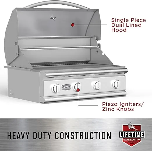 Bull Outdoor Products BBQ 47628 Angus 75,000 BTU Grill Head, LP, 304 Stainless Steel, 4 Burners, 810 sq. Inches, Twin Lights, Rotisserie Kit