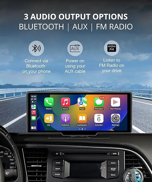 BlackboxMyCar S-Drive 10.26" Android Auto and Apple CarPlay Display with 1080p Front Dashcam, 1080p Backup Camera for Car, Bluetooth, Wireless CarPlay Screen for Car, 64GB microSD Card Included