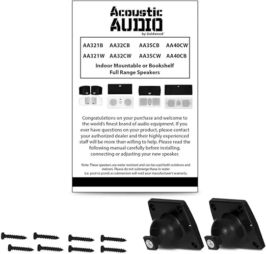 Acoustic Audio AA321B Mountable Indoor Speakers 800 Watts Black 2 Pair Pack AA321B-2Pr