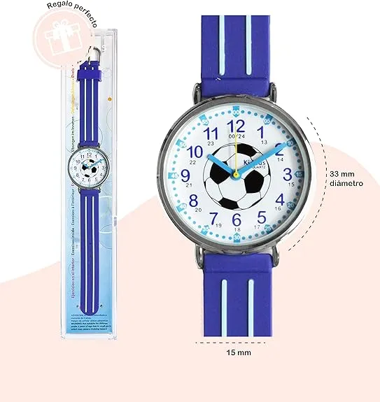 Kiddus Watch for Children, Boys and Girls, Time Learning Watch for Kids, First Wristwatch from 5 Years Old, Hour and Minute Hands in English