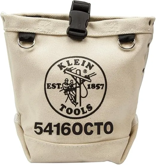 Klein Tools 5416OCTO Tool Bag, Bull-Pin and Bolt Pouch, No. 4 Canvas with Tunnel Connection, 5 x 5 x 9-Inch