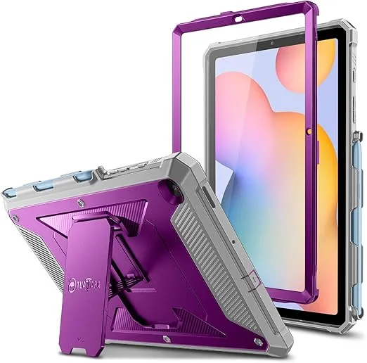 Fintie Shockproof Case for Samsung Galaxy Tab S6 Lite 10.4 Inch 2024/2022/2020, Tuatara Rugged Unibody Hybrid Bumper Kickstand Cover with Built-in Screen Protector, Purple