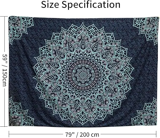 Edeesky Black Blue Mandala Tapestry Wall Hanging Vintage Tapestries Aesthetic Hippie Wall Decor Bohemian Wall Art Boho Home Decoration for Bedroom,Living Room,Dorm