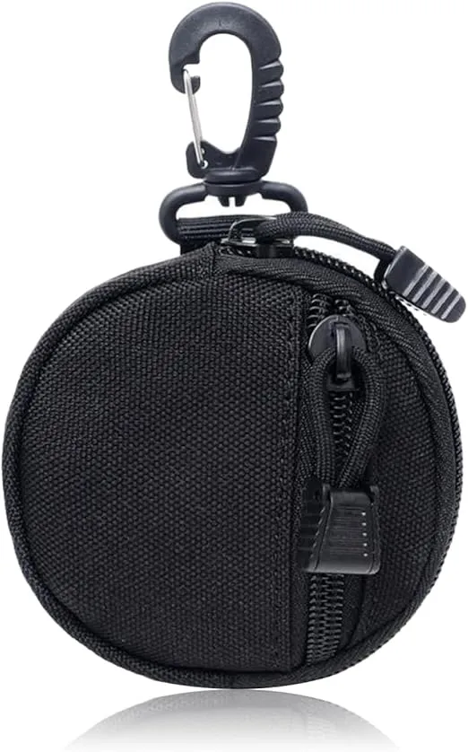 Outdoor Coin Purse for Men, Nylon Coin Wallet Small Coin Pouch with Removable Hook, Lightweight Small Coin Bag Change Pouch Coin Purses for Hiking, Climbing, Cycling, Shopping (black)