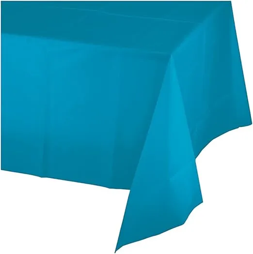 Creative Converting TABLECOVER PL 54" X 108" Plain Turquoise Blue Plastic Tablecloth, One Size