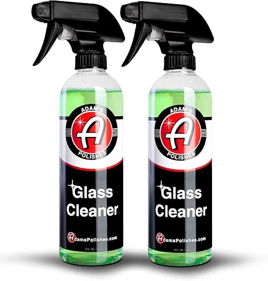 Adam’s Glass Cleaner 2-Pack - Car Window Cleaner | Car Wash All-Natural Streak Free Formula for Car Cleaning | Safe On Tinted & Non-Tinted Glass | Won’t Strip Car Wax or Paint Protection