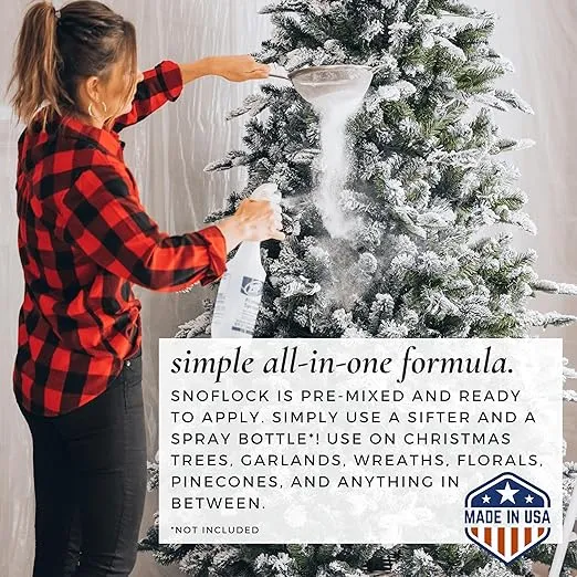 The Original Premium Self-Adhesive Snow Flock Powder with ShimmerSpec - Realistic Instant Snow for Christmas Trees & Decor | Exclusive Formula, Made in USA | 2 Pounds [0.90Kg]