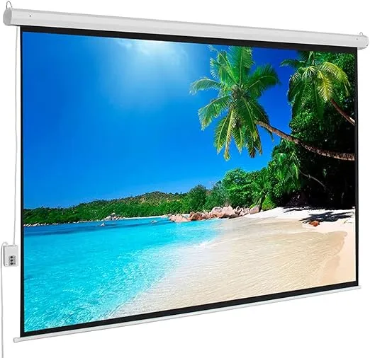 Motorized Projector Screen with Remote Control, 100 Inch 4:3 Auto-Locking Portable Projection Screen, Manual Projector Screen Pull Down for Home Theater Office Classroom TV Usage (80" W x 60" H)