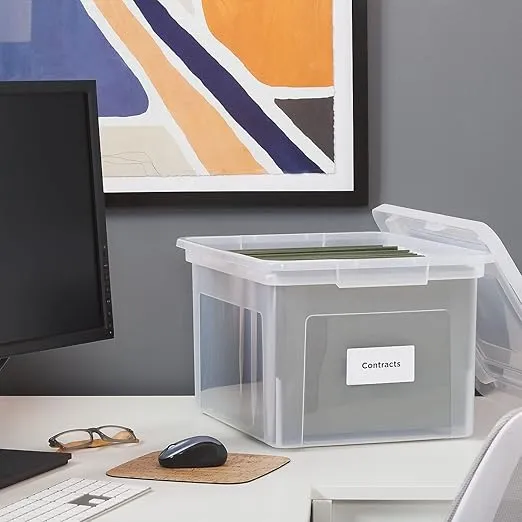 Staples Hanging File Box, Snap Lid, Letter/Legal Size, Clear (ST57620)