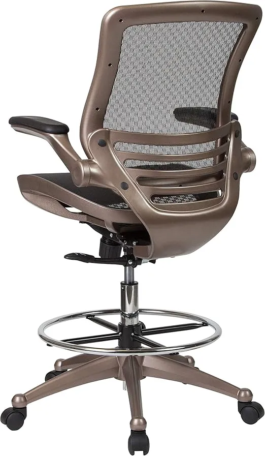 Flash Furniture Waylon Mid-Back Swivel Office Chair with Adjustable Foot Ring and Seat Height, Ergonomic Mesh Chair with Armrests, Black/Gold