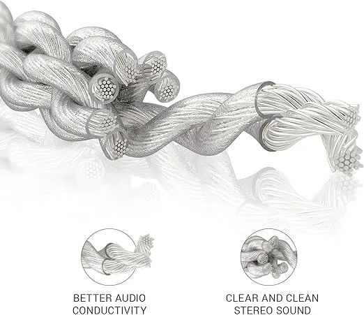 MEZE AUDIO | 99 Series Silver Plated Upgrade Cable 3.5mm Jack | Headphones HiFi Cable Replacement 3.5mm Male to Dual TS Mono 3.5mm Male Connector Plug | Cable Length 1.2m/3.9ft