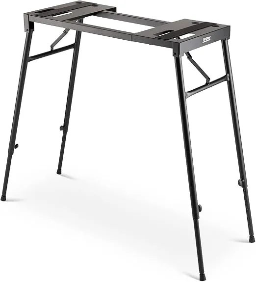 On-Stage KS7150 Platform-Style Keyboard Stand (Setup for Keyboards, Synths, Organs, and Electric Pianos, 230 lb Capacity, Adjustable Height and Width, Folding, Portable, Rubber Feet, Metal, Black)