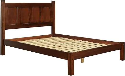 Grain Wood Furniture Shaker Solid Wood Panel Platform Bed, Queen Size, Cherry